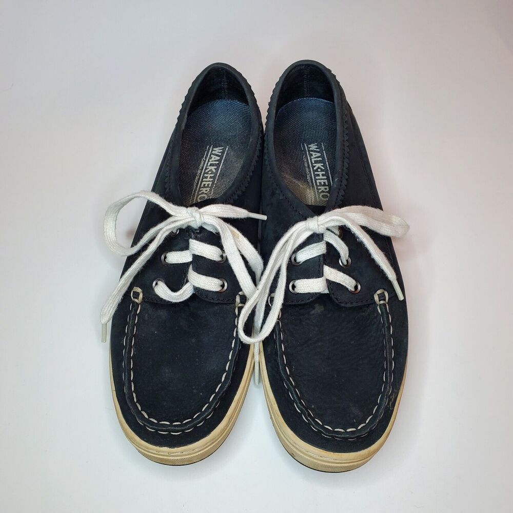 LL Bean Campside Blucher Mocs Women’s Size 8.5M‎ Black Leather White Laces Shoes